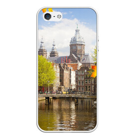 Чехол для iPhone 5/5S матовый с принтом Amsterdam в Новосибирске, Силикон | Область печати: задняя сторона чехла, без боковых панелей | нидерланды | пейзаж