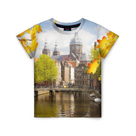 Детская футболка 3D с принтом Amsterdam в Новосибирске, 100% гипоаллергенный полиэфир | прямой крой, круглый вырез горловины, длина до линии бедер, чуть спущенное плечо, ткань немного тянется | нидерланды | пейзаж