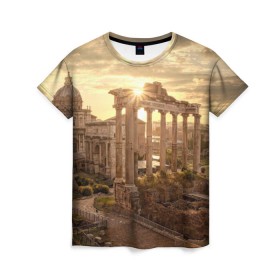 Женская футболка 3D с принтом Рим в Новосибирске, 100% полиэфир ( синтетическое хлопкоподобное полотно) | прямой крой, круглый вырез горловины, длина до линии бедер | europe | italy | rome | vatican | архитектура | ватикан | европа | италия | папа римский | развалины | рим | руины
