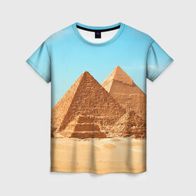 Женская футболка 3D с принтом Египет в Новосибирске, 100% полиэфир ( синтетическое хлопкоподобное полотно) | прямой крой, круглый вырез горловины, длина до линии бедер | africa | cairo | egypt | африка | верблюд | дайвинг | египет | жара | зной | каир | каникулы | отдых | отпуск | песок | пирамида хеопса | пирамиды | пустыня | солнце | туризм | хургада