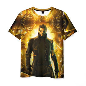 Мужская футболка 3D с принтом Deus Ex в Новосибирске, 100% полиэфир | прямой крой, круглый вырез горловины, длина до линии бедер | Тематика изображения на принте: deus ex | human revolution | mankind divided | адам дженсен | деус экс