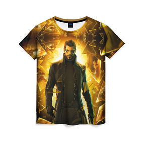 Женская футболка 3D с принтом Deus Ex в Новосибирске, 100% полиэфир ( синтетическое хлопкоподобное полотно) | прямой крой, круглый вырез горловины, длина до линии бедер | deus ex | human revolution | mankind divided | адам дженсен | деус экс