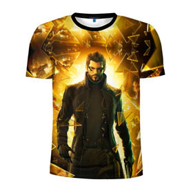 Мужская футболка 3D спортивная с принтом Deus Ex в Новосибирске, 100% полиэстер с улучшенными характеристиками | приталенный силуэт, круглая горловина, широкие плечи, сужается к линии бедра | deus ex | human revolution | mankind divided | адам дженсен | деус экс