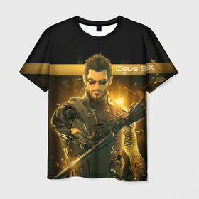 Мужская футболка 3D с принтом Deus Ex в Новосибирске, 100% полиэфир | прямой крой, круглый вырез горловины, длина до линии бедер | deus ex | human revolution | mankind divided | адам дженсен | деус экс