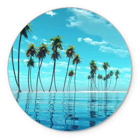 Коврик круглый с принтом Фиджи в Новосибирске, резина и полиэстер | круглая форма, изображение наносится на всю лицевую часть | архипелаг | загар | каникулы | королевство | море | остров | отдых | отпуск | пальмы | песок | рай | солнце | тихий океан | туризм | фиджи