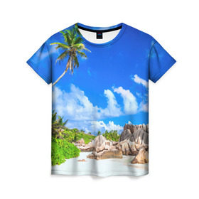 Женская футболка 3D с принтом Сейшельские острова в Новосибирске, 100% полиэфир ( синтетическое хлопкоподобное полотно) | прямой крой, круглый вырез горловины, длина до линии бедер | seychelles | восточная африка | индийский океан | каникулы | море | островное государство | отдых | отпуск | пальмы | песок | пляж | приключение | путешествие | рай | сейшелы | сейшельские острова | туризм