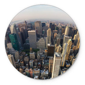 Коврик круглый с принтом New York в Новосибирске, резина и полиэстер | круглая форма, изображение наносится на всю лицевую часть | america | new york | usa | америка | высотки | мегаполис | нью йорк | столица мира | сша | штаты