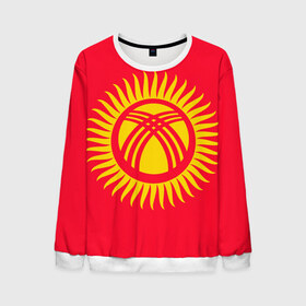 Мужской свитшот 3D с принтом Киргизия в Новосибирске, 100% полиэстер с мягким внутренним слоем | круглый вырез горловины, мягкая резинка на манжетах и поясе, свободная посадка по фигуре | Тематика изображения на принте: азия | нации | страна | флаг