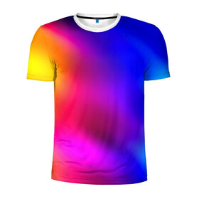 Мужская футболка 3D спортивная с принтом Краска в Новосибирске, 100% полиэстер с улучшенными характеристиками | приталенный силуэт, круглая горловина, широкие плечи, сужается к линии бедра | размытый | разноцветный | яркий