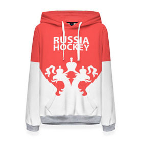 Женская толстовка 3D с принтом Russia Hockey в Новосибирске, 100% полиэстер  | двухслойный капюшон со шнурком для регулировки, мягкие манжеты на рукавах и по низу толстовки, спереди карман-кенгуру с мягким внутренним слоем. | hockey | ru | rus | russia | russian | россия | сборная | хоккей