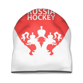 Шапка 3D с принтом Russia Hockey в Новосибирске, 100% полиэстер | универсальный размер, печать по всей поверхности изделия | hockey | ru | rus | russia | russian | россия | сборная | хоккей