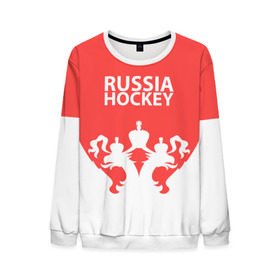 Мужской свитшот 3D с принтом Russia Hockey в Новосибирске, 100% полиэстер с мягким внутренним слоем | круглый вырез горловины, мягкая резинка на манжетах и поясе, свободная посадка по фигуре | hockey | ru | rus | russia | russian | россия | сборная | хоккей