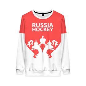 Женский свитшот 3D с принтом Russia Hockey в Новосибирске, 100% полиэстер с мягким внутренним слоем | круглый вырез горловины, мягкая резинка на манжетах и поясе, свободная посадка по фигуре | hockey | ru | rus | russia | russian | россия | сборная | хоккей