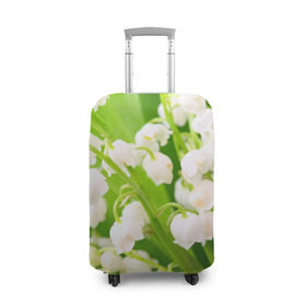 Чехол для чемодана 3D с принтом Ландыши в Новосибирске, 86% полиэфир, 14% спандекс | двустороннее нанесение принта, прорези для ручек и колес | весна | ландыш | цветок