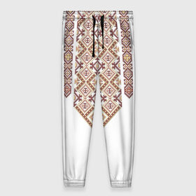 Женские брюки 3D с принтом Вышивка в Новосибирске, полиэстер 100% | прямой крой, два кармана без застежек по бокам, с мягкой трикотажной резинкой на поясе и по низу штанин. В поясе для дополнительного комфорта — широкие завязки | ukraine | вышивка | украина
