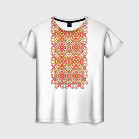 Женская футболка 3D с принтом Вышивка 2 в Новосибирске, 100% полиэфир ( синтетическое хлопкоподобное полотно) | прямой крой, круглый вырез горловины, длина до линии бедер | ukraine | вышивка | украина
