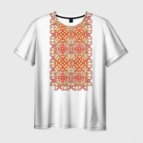 Мужская футболка 3D с принтом Вышивка 2 в Новосибирске, 100% полиэфир | прямой крой, круглый вырез горловины, длина до линии бедер | ukraine | вышивка | украина