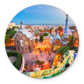Коврик круглый с принтом Barcelona в Новосибирске, резина и полиэстер | круглая форма, изображение наносится на всю лицевую часть | europe | spain | барселона | европа | ес | испания | туризм