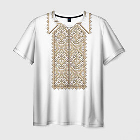 Мужская футболка 3D с принтом Вышивка 8 в Новосибирске, 100% полиэфир | прямой крой, круглый вырез горловины, длина до линии бедер | ukraine | вышивка | украина