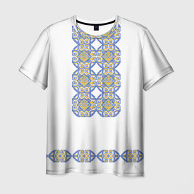 Мужская футболка 3D с принтом Вышивка 12 в Новосибирске, 100% полиэфир | прямой крой, круглый вырез горловины, длина до линии бедер | ukraine | вышивка | украина