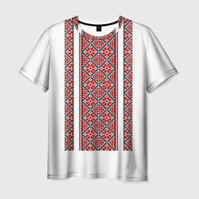 Мужская футболка 3D с принтом Вышивка 13 в Новосибирске, 100% полиэфир | прямой крой, круглый вырез горловины, длина до линии бедер | ukraine | вышивка | украина