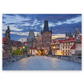Поздравительная открытка с принтом Прага в Новосибирске, 100% бумага | плотность бумаги 280 г/м2, матовая, на обратной стороне линовка и место для марки
 | czech republic | europe | prague | европа | ес | каникулы | мосты | отпуск | прага | туризм | хоккей | чехия