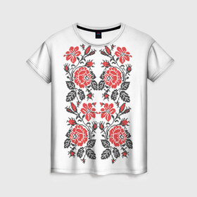 Женская футболка 3D с принтом Вышивка 21 в Новосибирске, 100% полиэфир ( синтетическое хлопкоподобное полотно) | прямой крой, круглый вырез горловины, длина до линии бедер | 