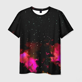 Мужская футболка 3D с принтом Звездный путь в Новосибирске, 100% полиэфир | прямой крой, круглый вырез горловины, длина до линии бедер | star | звезды | розовый