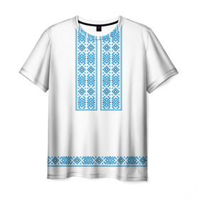 Мужская футболка 3D с принтом Вышивка 32 в Новосибирске, 100% полиэфир | прямой крой, круглый вырез горловины, длина до линии бедер | belarus | беларусь | вышивка
