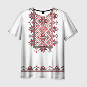 Мужская футболка 3D с принтом Вышивка 41 в Новосибирске, 100% полиэфир | прямой крой, круглый вырез горловины, длина до линии бедер | belarus | беларусь | вышивка