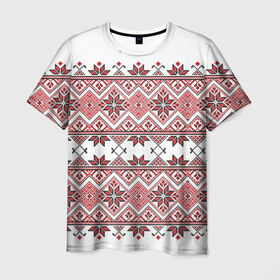Мужская футболка 3D с принтом Вышивка 42 в Новосибирске, 100% полиэфир | прямой крой, круглый вырез горловины, длина до линии бедер | belarus | беларусь | вышивка