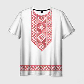 Мужская футболка 3D с принтом Вышивка 44 в Новосибирске, 100% полиэфир | прямой крой, круглый вырез горловины, длина до линии бедер | 