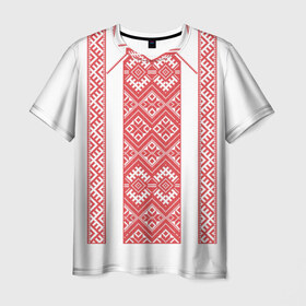 Мужская футболка 3D с принтом Вышивка 46 в Новосибирске, 100% полиэфир | прямой крой, круглый вырез горловины, длина до линии бедер | Тематика изображения на принте: belarus | беларусь | вышивка