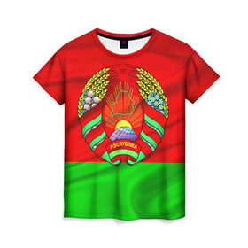 Женская футболка 3D с принтом Беларусь в Новосибирске, 100% полиэфир ( синтетическое хлопкоподобное полотно) | прямой крой, круглый вырез горловины, длина до линии бедер | belarus | беларусь