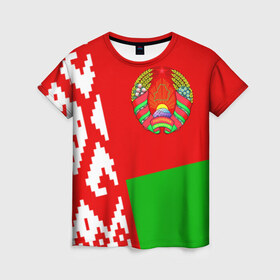 Женская футболка 3D с принтом Беларусь 2 в Новосибирске, 100% полиэфир ( синтетическое хлопкоподобное полотно) | прямой крой, круглый вырез горловины, длина до линии бедер | belarus | беларусь