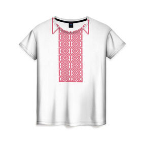 Женская футболка 3D с принтом Вышивка 55 в Новосибирске, 100% полиэфир ( синтетическое хлопкоподобное полотно) | прямой крой, круглый вырез горловины, длина до линии бедер | belarus | беларусь | вышивка