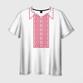 Мужская футболка 3D с принтом Вышивка 55 в Новосибирске, 100% полиэфир | прямой крой, круглый вырез горловины, длина до линии бедер | belarus | беларусь | вышивка