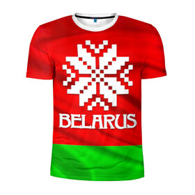 Мужская футболка 3D спортивная с принтом Belarus в Новосибирске, 100% полиэстер с улучшенными характеристиками | приталенный силуэт, круглая горловина, широкие плечи, сужается к линии бедра | Тематика изображения на принте: belarus | беларусь