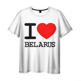 Мужская футболка 3D с принтом Люблю Беларусь 3 в Новосибирске, 100% полиэфир | прямой крой, круглый вырез горловины, длина до линии бедер | belarus | love | беларусь | люблю