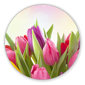 Коврик круглый с принтом Тюльпаны в Новосибирске, резина и полиэстер | круглая форма, изображение наносится на всю лицевую часть | Тематика изображения на принте: 8 марта | аромат | букет | вазон | великолепие | дача | девушки | женщины | краски | красота | куст | лужайка | милые цветы | огород | палитра | прелесть | радуга | растение | тюльпаны