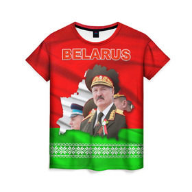 Женская футболка 3D с принтом Belarus 18 в Новосибирске, 100% полиэфир ( синтетическое хлопкоподобное полотно) | прямой крой, круглый вырез горловины, длина до линии бедер | belarus | беларусь | лукашенко | президент