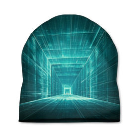 Шапка 3D с принтом Цифровой тоннель в Новосибирске, 100% полиэстер | универсальный размер, печать по всей поверхности изделия | глубины сознания | интернет | коридор | матрица | оптическая иллюзия | секрет | сеть | тайна | тоннель