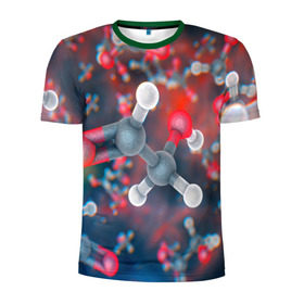 Мужская футболка 3D спортивная с принтом Малекула в Новосибирске, 100% полиэстер с улучшенными характеристиками | приталенный силуэт, круглая горловина, широкие плечи, сужается к линии бедра | вирус | клетка | макро | медицина | молекула