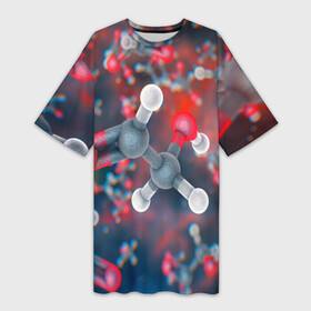 Платье-футболка 3D с принтом Малекула в Новосибирске,  |  | вирус | клетка | макро | медицина | молекула