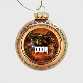 Стеклянный ёлочный шар с принтом Doom 4 Hell Cyberdemon в Новосибирске, Стекло | Диаметр: 80 мм | cyberdemon | demon | doom | hell | дум