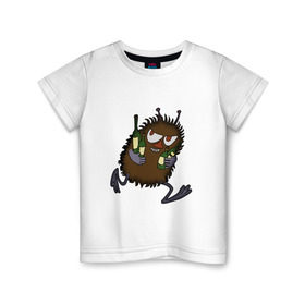 Детская футболка хлопок с принтом Вонючка Стинки с бутылками в Новосибирске, 100% хлопок | круглый вырез горловины, полуприлегающий силуэт, длина до линии бедер | муми тролль