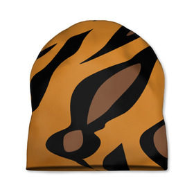 Шапка 3D с принтом Шерсть тигра в Новосибирске, 100% полиэстер | универсальный размер, печать по всей поверхности изделия | оранжевый | текстура | тигр