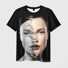 Мужская футболка 3D с принтом Сюрреализм 3 в Новосибирске, 100% полиэфир | прямой крой, круглый вырез горловины, длина до линии бедер | девушка | сюрреализм