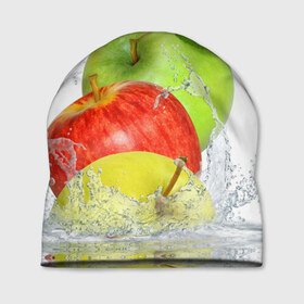 Шапка 3D с принтом Яблоки в Новосибирске, 100% полиэстер | универсальный размер, печать по всей поверхности изделия | фрукты | яблоки