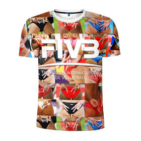 Мужская футболка 3D спортивная с принтом Волейбол 1 в Новосибирске, 100% полиэстер с улучшенными характеристиками | приталенный силуэт, круглая горловина, широкие плечи, сужается к линии бедра | Тематика изображения на принте: fiv3 | volleyball | волейбол